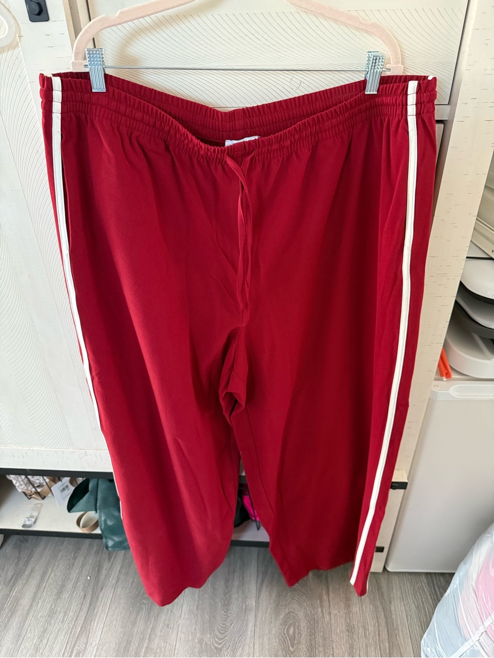 Bar III Red Track Pants with White Side Stripes NWOT
